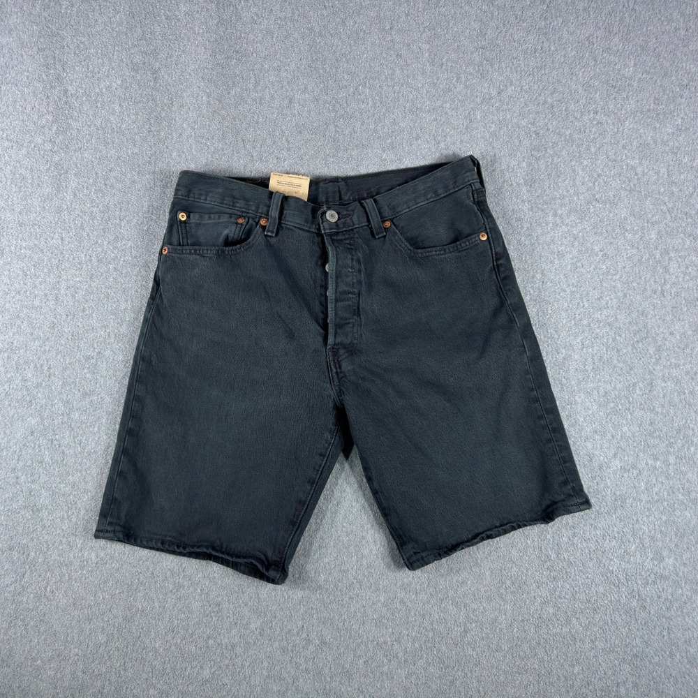 LEVI'S 501 Jean Shorts 32 X 9" Black Stretch Cotton Hemmed NEW